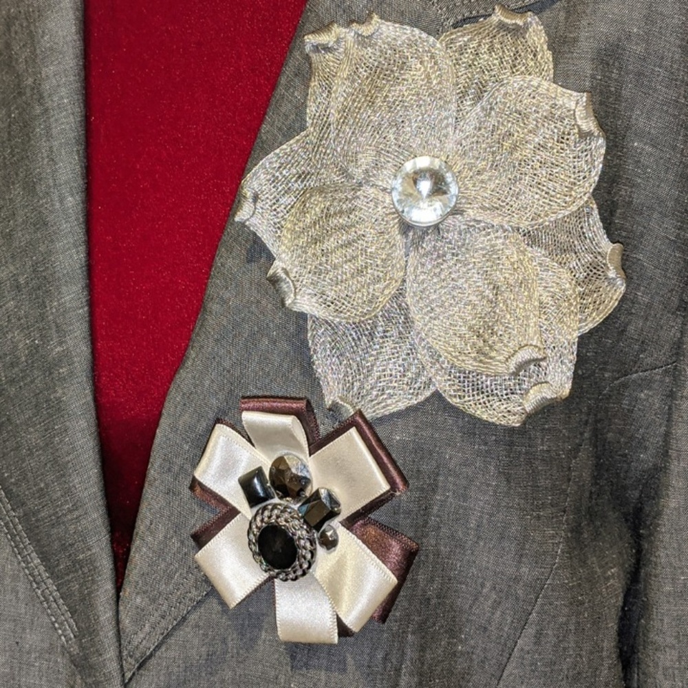 Two Blingy Magnetic Lapel Pins - Stunning!